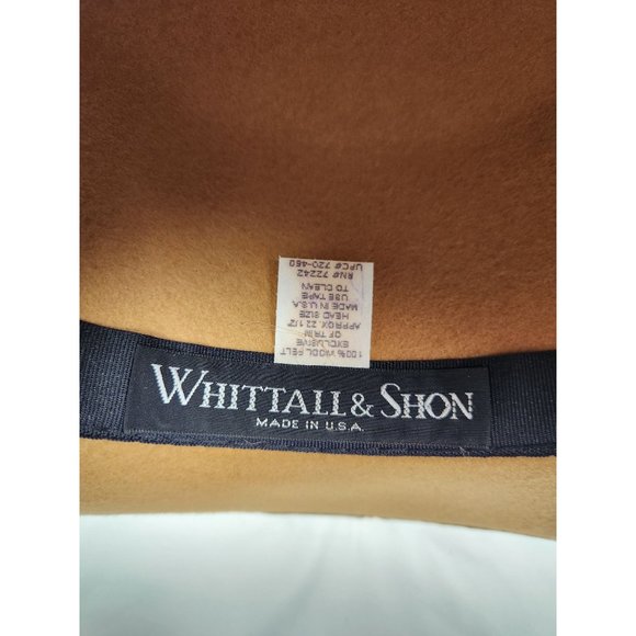 Vtg. Whittall & Shon Wool Felt & Feather Tan Large Hat main image 5
